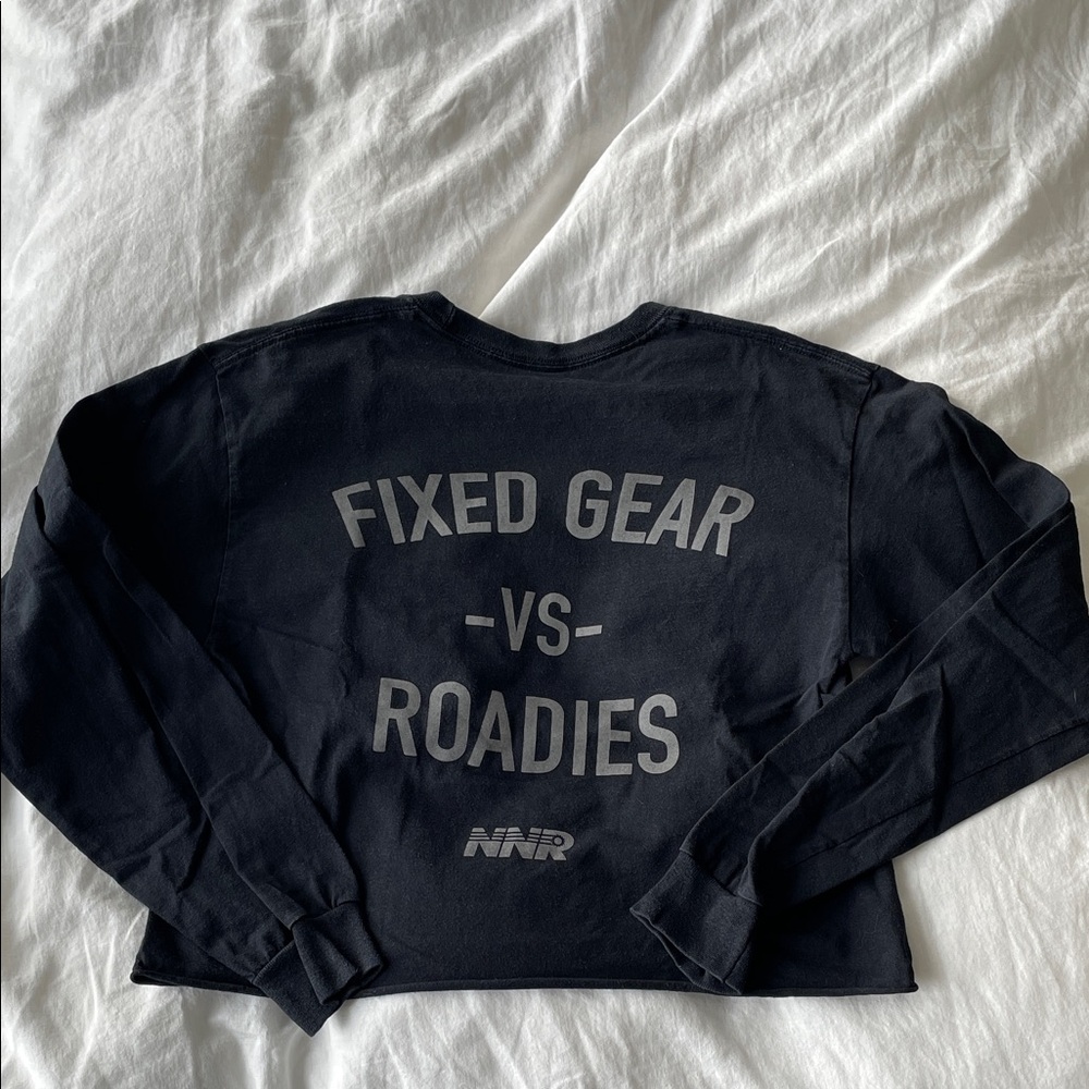 NNR never not riding - cycling road bike fixed gear tee *CROPPED* size M